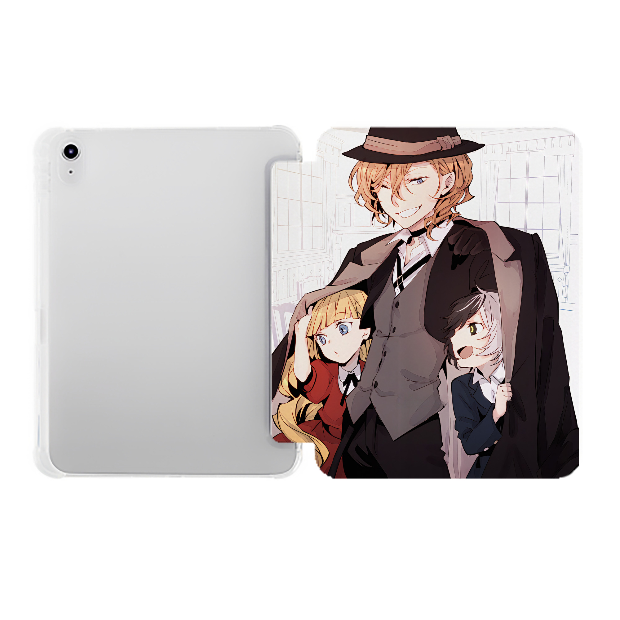 （画像用） 文豪ストレイドッグス Bungo Stray Dogs IPad ケース ペン収納付き 三つ折りスタンド PUレザー×シリコン 対応機種9.5/10.5/10.9インチ